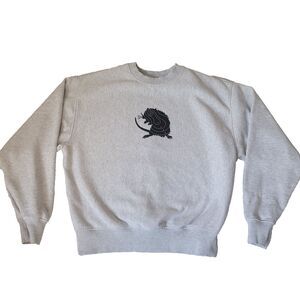 Stussy Rat Target Graphic Crewneck Sweatshirt Mens Small Gray Streetwear